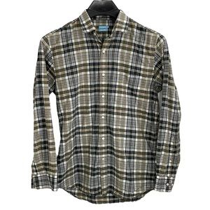 J. McLaughlin men’s Size Large Trim Fit Cotton/Linen multicolor plaid shirt. EUC